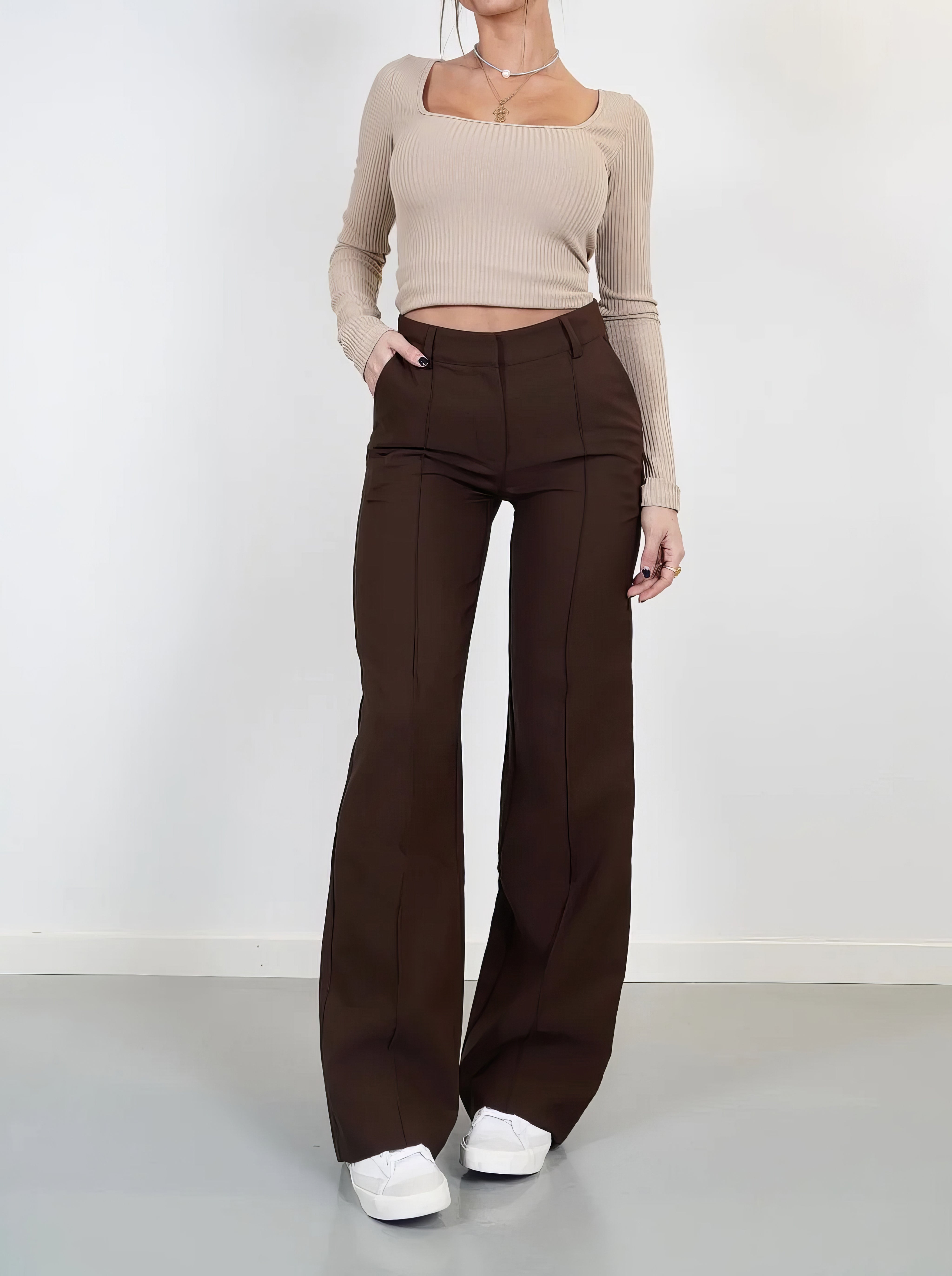 High Waist Pantalon Met Stretch