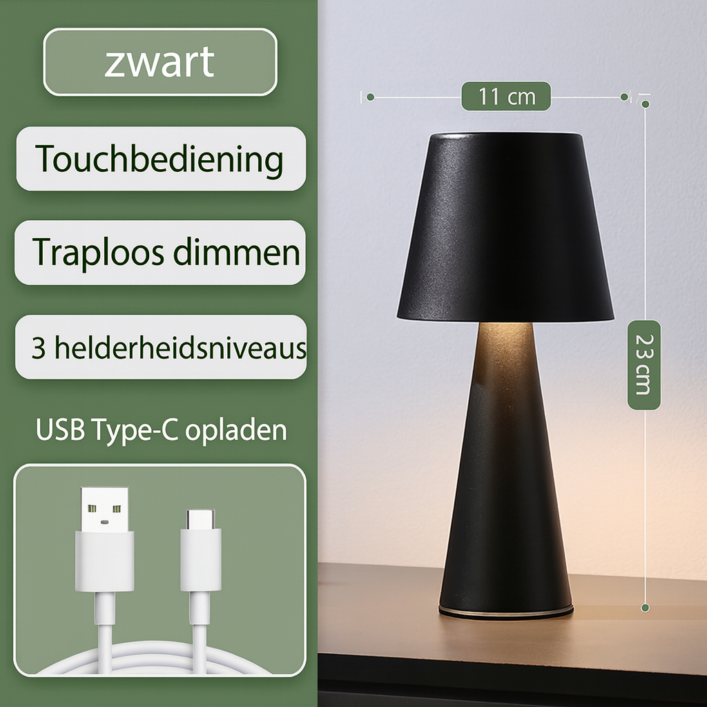 FJORD | LED Tafellamp Touch-dimbaar & Oplaadbaar